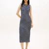 Slim Fit Stripe Boatneck Midi Dress Slim Fit Stripe Boatneck Midi Dress