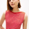 Slim Fit Stripe Boatneck Midi Dress