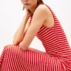 Slim Fit Stripe Boatneck Midi Dress