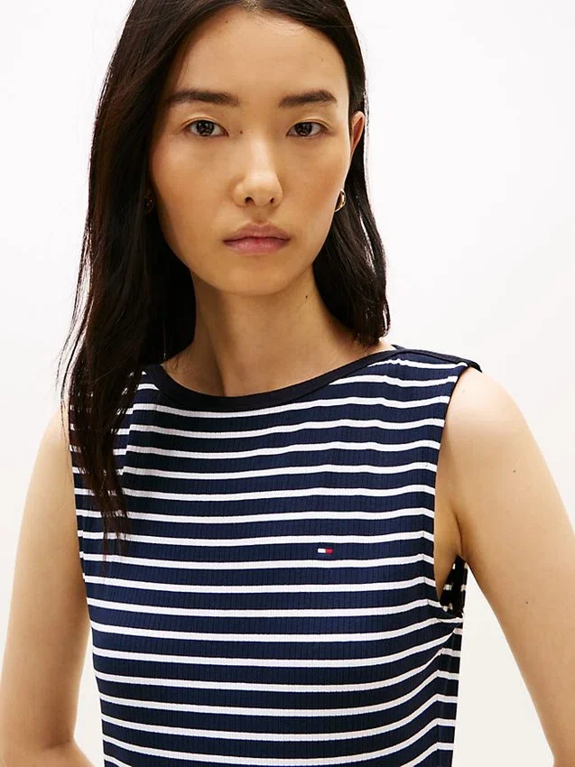 Slim Fit Stripe Boatneck Midi Dress Slim Fit Stripe Boatneck Midi Dress