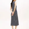 Slim Fit Stripe Boatneck Midi Dress Slim Fit Stripe Boatneck Midi Dress
