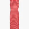 Slim Fit Stripe Boatneck Midi Dress
