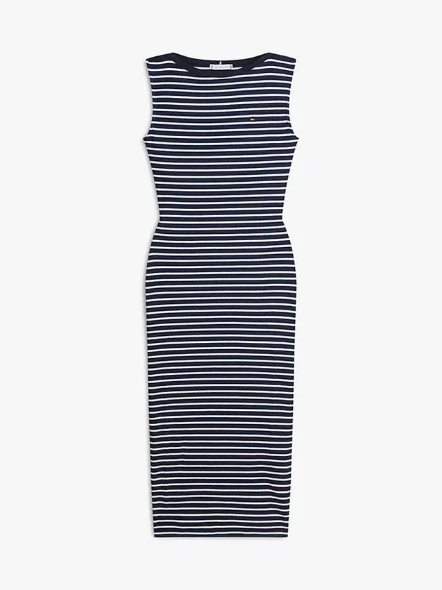 Slim Fit Stripe Boatneck Midi Dress Slim Fit Stripe Boatneck Midi Dress