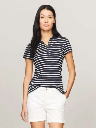 Slim Fit Stripe Stretch Cotton Polo