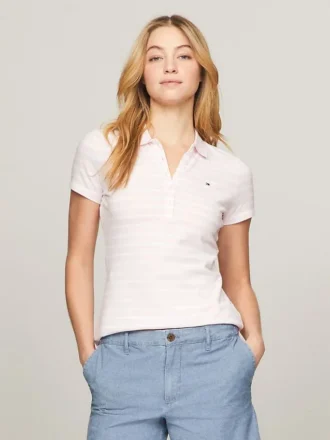 Slim Fit Stripe Stretch Cotton Polo