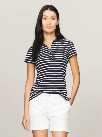 Slim Fit Stripe Stretch Cotton Polo