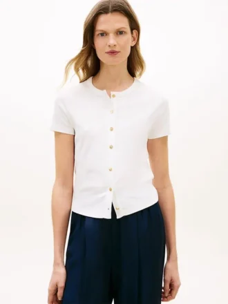 Slim Fit-T-shirt med knappar