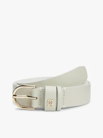 Smal läderskärp med präglat monogram