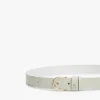Smal läderskärp med präglat monogram