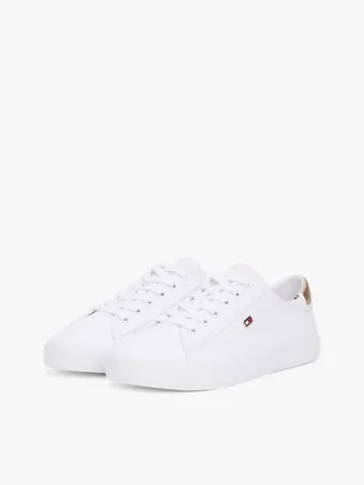 Sneakers i canvas med metallic-häl
