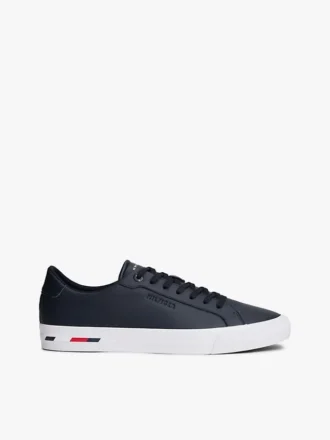 Sneakers i vulkaniserat läder med flaggstripe