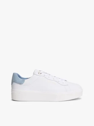 Sneakers med plattform i läderblandning