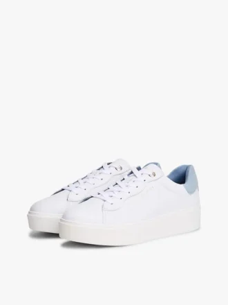 Sneakers med plattform i läderblandning
