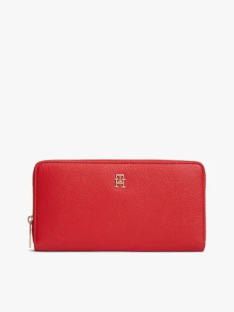 Stor plånbok med dragkedja och monogramlogotyp