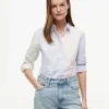 Stretch-oxfordskjorta med blandade ränder Stretch-oxfordskjorta med blandade ränder