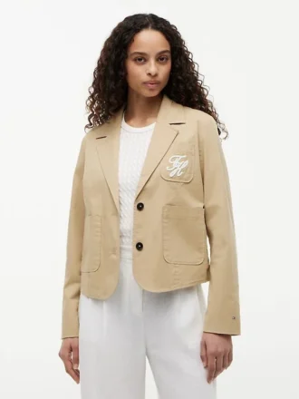 Stretch-twillblazer med monogram