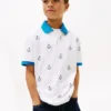 Stretchpolo med nautiskt logo-mönster för barn Stretchpolo med nautiskt logo-mönster för barn