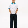 Stretchpolo med nautiskt logo-mönster för barn Stretchpolo med nautiskt logo-mönster för barn