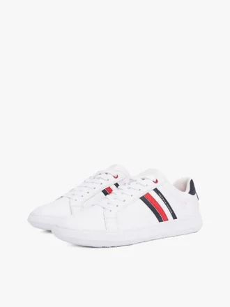 Striped Leather Cupsole Sneaker