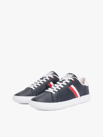 Striped Leather Cupsole Sneaker