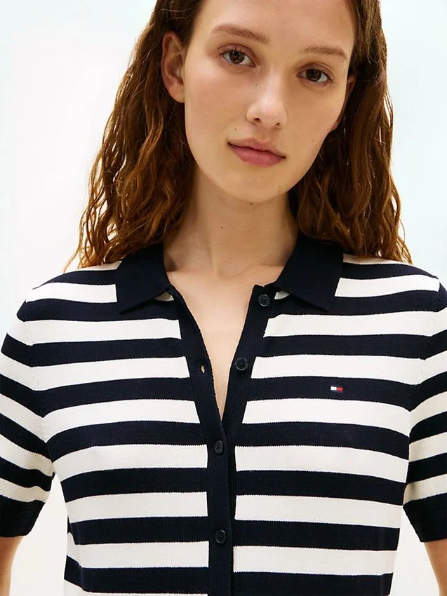 Striped Lightweight Polo Sweater Dress Striped Lightweight Polo Sweater Dress