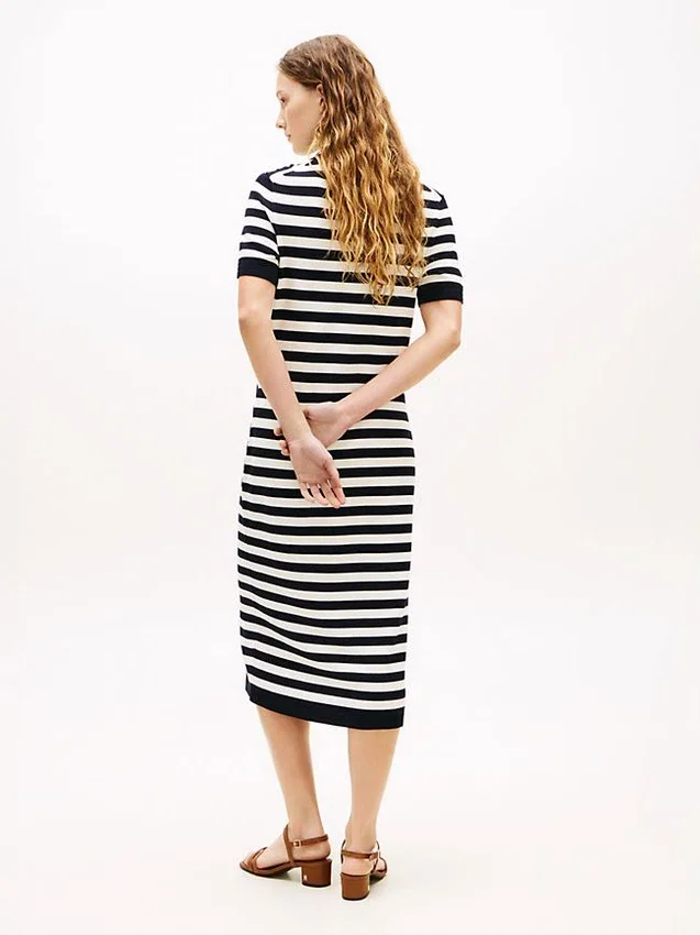 Striped Lightweight Polo Sweater Dress Striped Lightweight Polo Sweater Dress