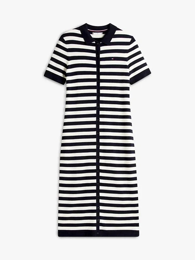 Striped Lightweight Polo Sweater Dress Striped Lightweight Polo Sweater Dress