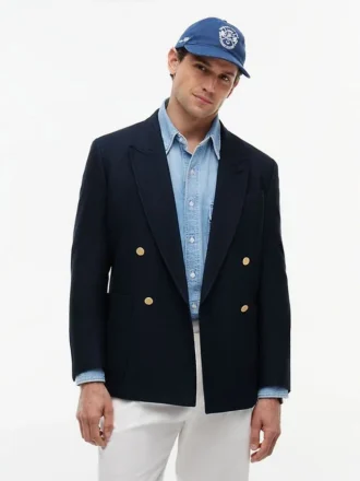 Strukturerad blazer i bomulls- och ullblandning Strukturerad blazer i bomulls- och ullblandning