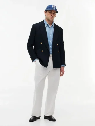 Strukturerad blazer i bomulls- och ullblandning Strukturerad blazer i bomulls- och ullblandning