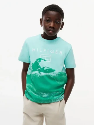 Surf-T-shirt med logotyp för barn