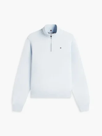 Sweatshirt med borstad insida och kvartslång dragkedja