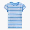 T-shirt för barn med randiga ärmar och volangkant T-shirt för barn med randiga ärmar och volangkant