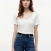 T-shirt i linneblandning med rund hals