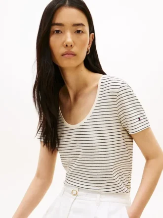 T-shirt i linneblandning med rund hals