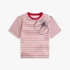 T-shirt med abstrakt blommönster och ränder