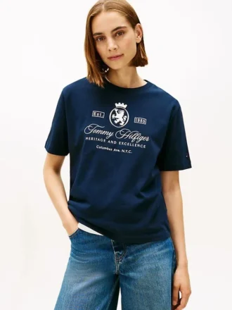 T-shirt med broderad Script Crest-logotyp