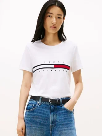 T-shirt med broderat flaggstrip-logo