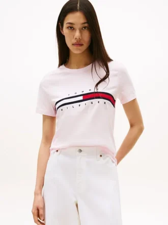 T-shirt med broderat flaggstrip-logo