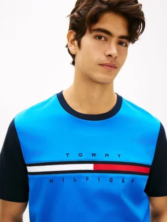 T-shirt med flagglogo och kontrasterande ärmar