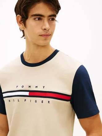 T-shirt med flagglogo och kontrasterande ärmar