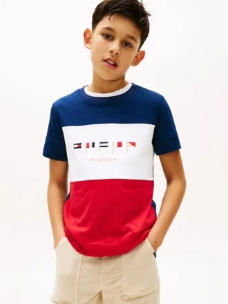 T-shirt med flerfärgat logotryck för barn