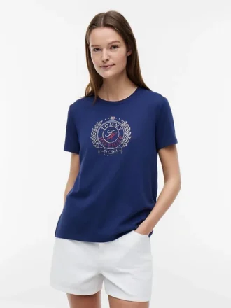 T-shirt med folierat lagerblad-logo