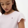 T-shirt med lettuce-kant på ärmarna för barn