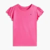 T-shirt med lettuce-kant på ärmarna för barn