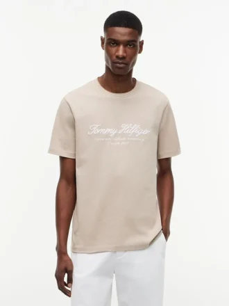 T-shirt med marint logotyptryck och ränder