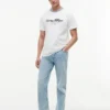 T-shirt med marint logotyptryck och ränder