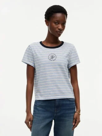 T-shirt med marint monogram och ränder