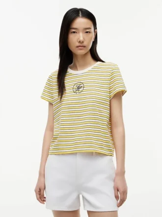 T-shirt med marint monogram och ränder