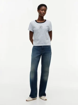 T-shirt med marint monogram och ränder