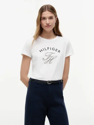 T-shirt med monogram i gingham-mönster